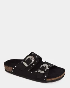 Leather Stud Footbed Sandals