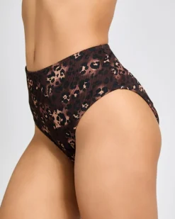 Leopard Print Ribbed Bikini Briefs