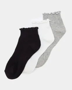 Lettuce Edge Quarter Length Socks - Pack Of 3