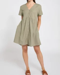 Linen Blend Button Through Mini Dress