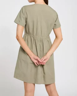 Linen Blend Button Through Mini Dress