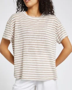Linen Look Crew Neck T-Shirt
