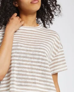 Linen Look Crew Neck T-Shirt