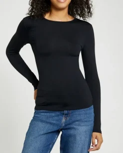 Long Sleeve Crew Neck Polyamide Fitted Top