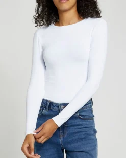 Long Sleeve Crew Neck Polyamide Fitted Top
