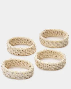 Paul Costelloe Living Rattan Napkin Rings - Pack Of 4