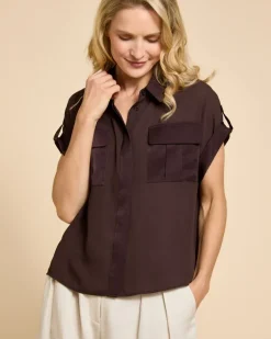 Paul Costelloe Living Studio Brown Pocket Blouse