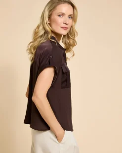 Paul Costelloe Living Studio Brown Pocket Blouse
