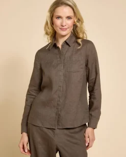Paul Costelloe Living Studio Khaki Linen Shirt