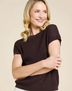 Paul Costelloe Living Studio Brown Parga Short Sleeve Knit