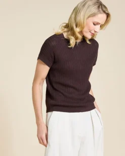 Paul Costelloe Living Studio Brown Parga Short Sleeve Knit