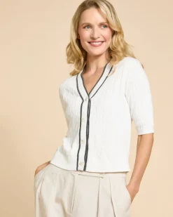 Paul Costelloe Living Studio Ivory Cable Knit Cardigan