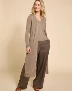 Paul Costelloe Living Studio Mink Linen Long Cardigan