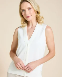 Paul Costelloe Living Studio Ivory Sleeveless Cardigan