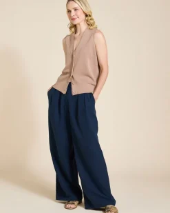 Paul Costelloe Living Studio Taupe Sleeveless Cardigan