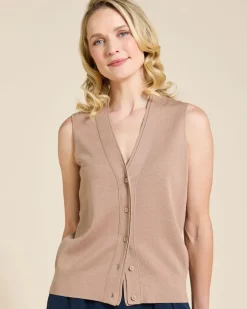 Paul Costelloe Living Studio Taupe Sleeveless Cardigan