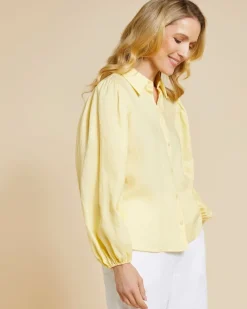 Paul Costelloe Living Studio Lemon Puff Sleeve 100% Linen Shirt