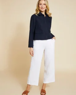 Paul Costelloe Living Studio Navy Linen Crop Jacket
