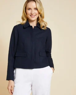 Paul Costelloe Living Studio Navy Linen Crop Jacket