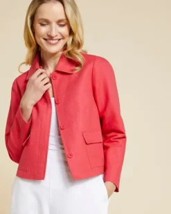 Paul Costelloe Living Studio Red Linen Crop Jacket
