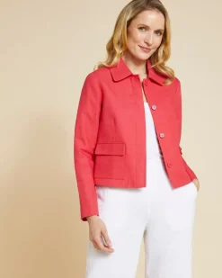 Paul Costelloe Living Studio Red Linen Crop Jacket
