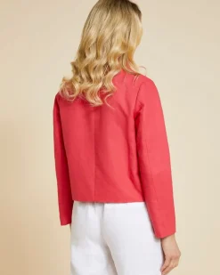 Paul Costelloe Living Studio Red Linen Crop Jacket
