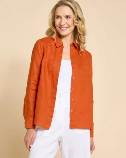 Paul Costelloe Living Studio Rust Linen Shirt