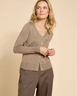 Paul Costelloe Living Studio Mink Linen Short Cardigan