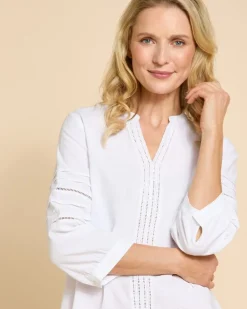 Paul Costelloe Living Studio White Embroidery Shirt