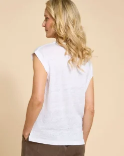 Paul Costelloe Living Studio White Linen Cap Sleeve Top