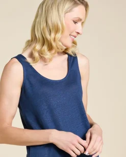 Paul Costelloe Living Studio Navy Linen Vest Top