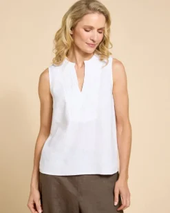 Paul Costelloe Living Studio White Linen Embroidered Vest