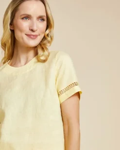 Paul Costelloe Living Studio Lemon Sleeve Detail Shell 100% Linen Top