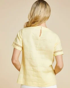 Paul Costelloe Living Studio Lemon Sleeve Detail Shell 100% Linen Top
