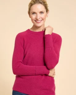 Paul Costelloe Living Studio Berry 100% Cashmere Ribbed Cuff Jumper