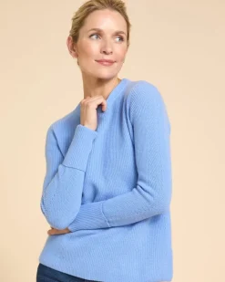 Paul Costelloe Living Studio Blue 100% Cashmere Ribbed Cuff Jumper