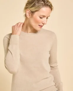 Paul Costelloe Living Studio Tan 100% Cashmere Crew Neck Jumper