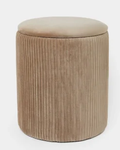 Pintuck Velvet Footstool With Storage