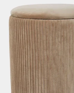 Pintuck Velvet Footstool With Storage