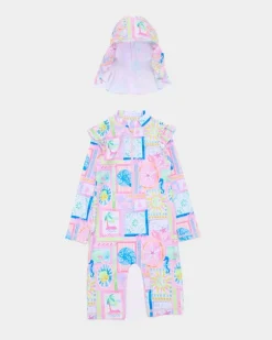 Postcard Unitard Swimsuit Set (6 Months-6 Years) - 2 Pieces