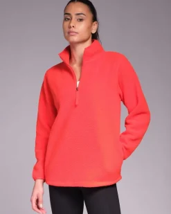 Powercut Ascend Quarter Zip Bright Red Fleece