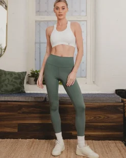 Powercut On The Go Embossed Leggings In Sage Green