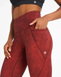 Powercut Sculpt High-Waisted Leggings In Dark Burgundy Wave Print
