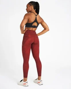 Powercut Sculpt High-Waisted Leggings In Dark Burgundy Wave Print