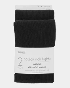 Premium Cotton-Rich Tights - Pack Of 2 - (3-14 Years)