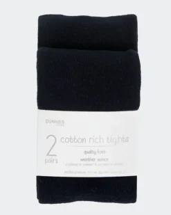 Premium Cotton-Rich Tights - Pack Of 2 - (3-14 Years)