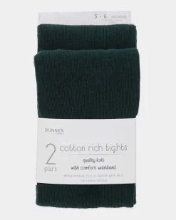 Premium Cotton-Rich Tights - Pack Of 2 - (3-14 Years)