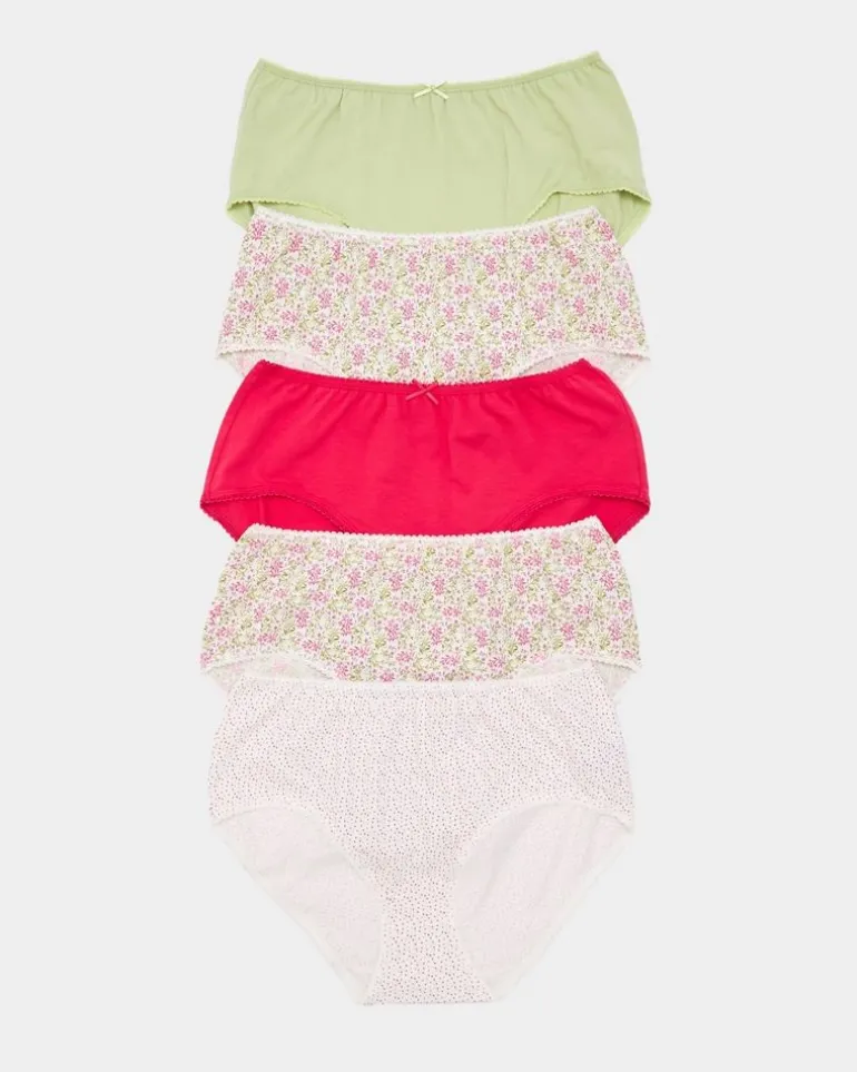 Print Cotton Rich Midi Briefs - Pack of 5