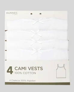 Pure Cotton Cami Vest - Pack Of 4 (2-10 Years)