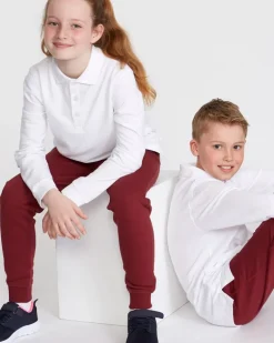 Pure Cotton Long-Sleeved Polo Shirts - Pack Of 2
